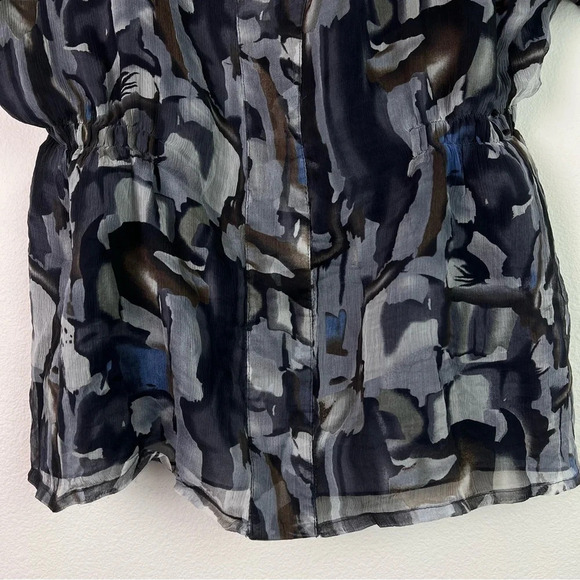 Sundance 100% Silk Blouse Top Size Medium Contemporary Geometric Print Artsy - Picture 5 of 14